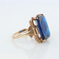 10k Sapphire Intaglio face ring. Vintage Sapphire Carved Face ring
