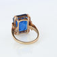 10k Sapphire Intaglio face ring. Vintage Sapphire Carved Face ring