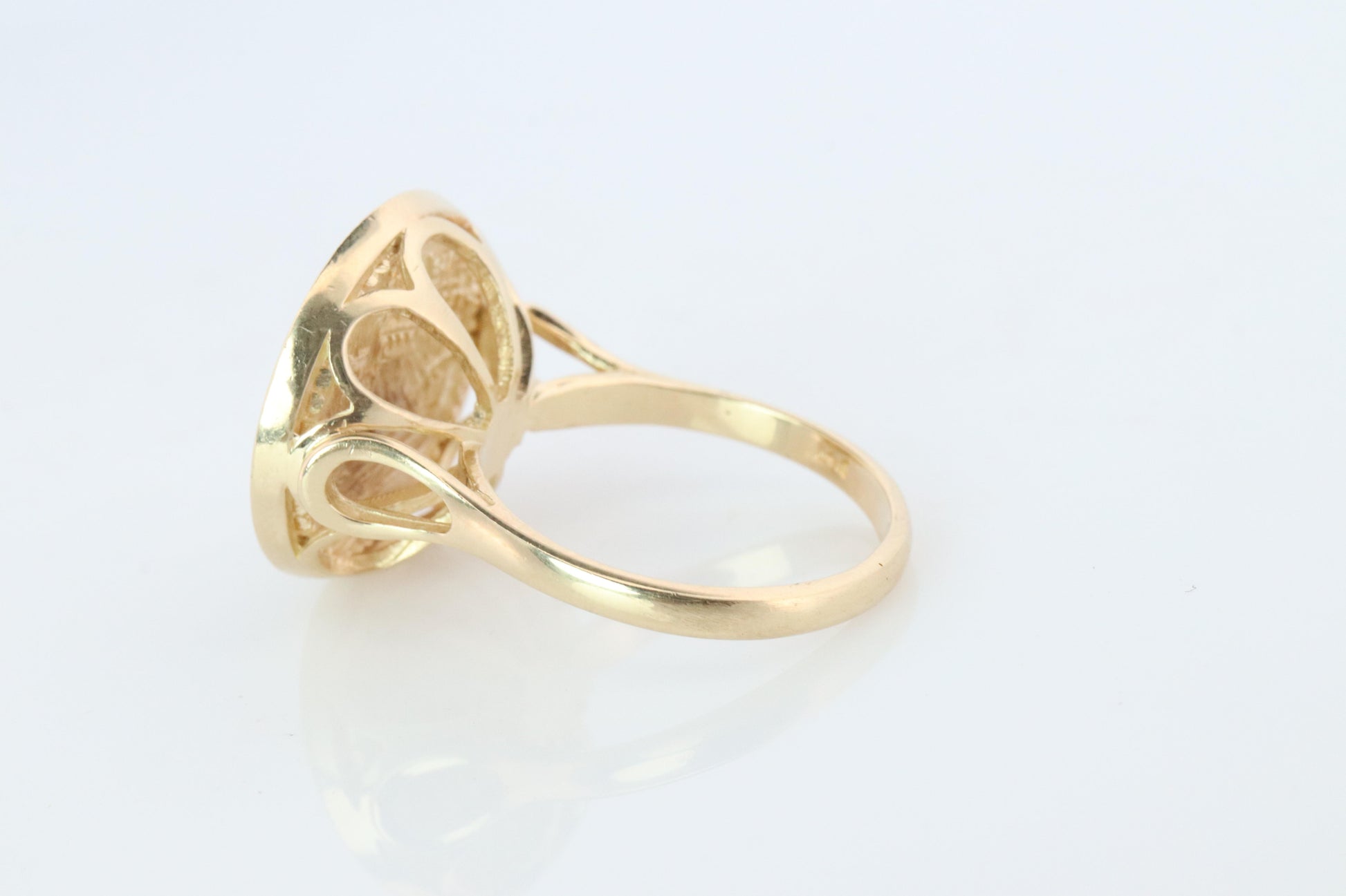 14k Gold Signet Ring with a 2 Pence Bermuda Hogge Coin.