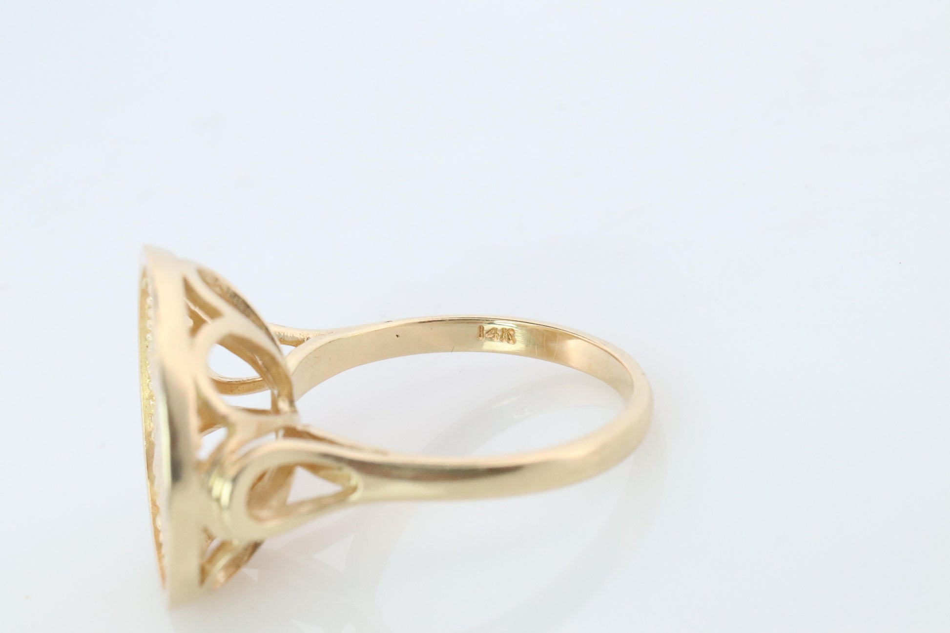 14k Gold Signet Ring with a 2 Pence Bermuda Hogge Coin.