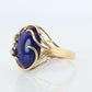 14k Gold Large Oval Lapis Lazuli ring. Unique Lapis Organic Branch set ring.