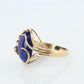 14k Gold Large Oval Lapis Lazuli ring. Unique Lapis Organic Branch set ring.