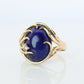 14k Gold Large Oval Lapis Lazuli ring. Unique Lapis Organic Branch set ring.