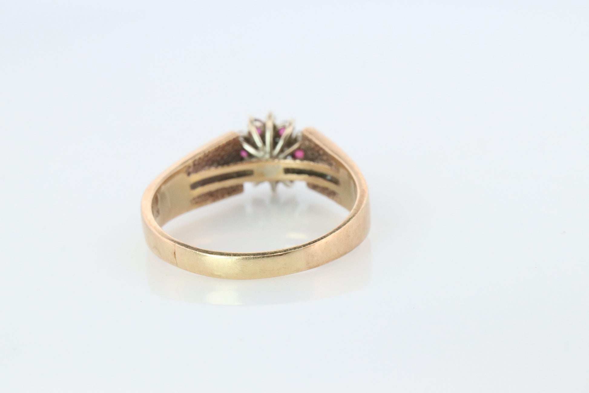 14k/10k Diamond Ruby Daisy Ornate band. Engraved Intricate designs.