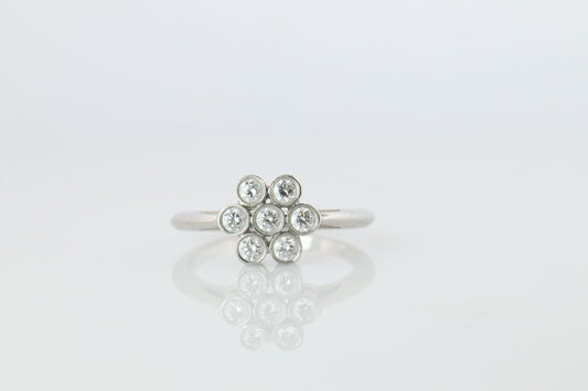 Tiffany and Co. Diamond Ring. Platinum Enchant Flower Diamond Band.