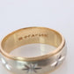 14k Wide Engraved Star Ornate band.  Vintage Multitone Embossed Engraved design.