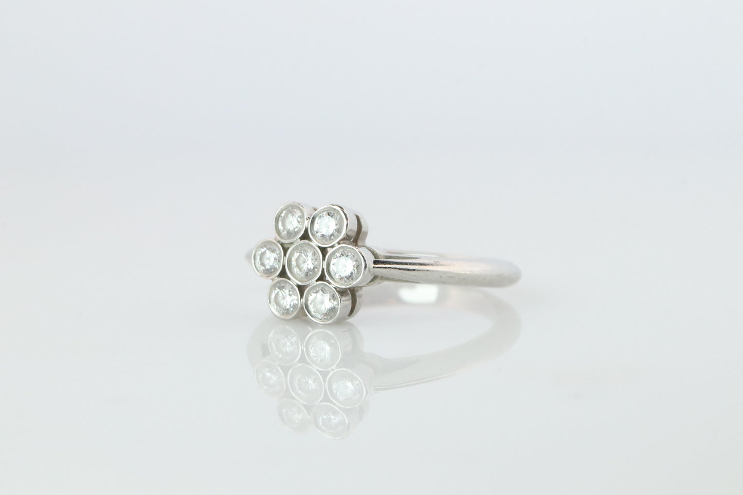 Tiffany and Co. Diamond Ring. Platinum Enchant Flower Diamond Band.