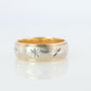 14k Wide Engraved Star Ornate band.  Vintage Multitone Embossed Engraved design.