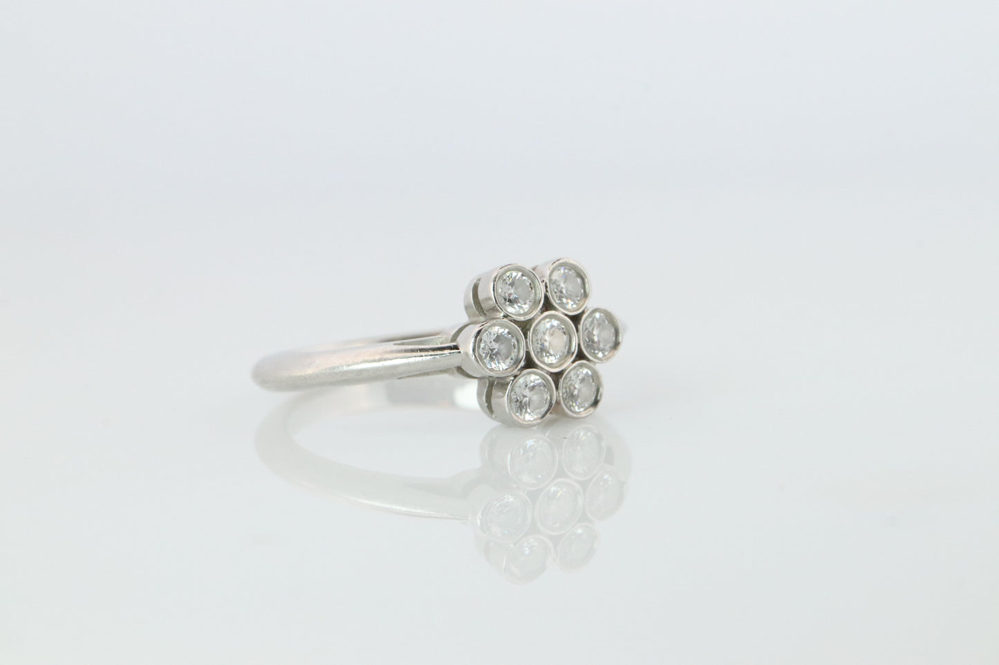 Tiffany and Co. Diamond Ring. Platinum Enchant Flower Diamond Band.
