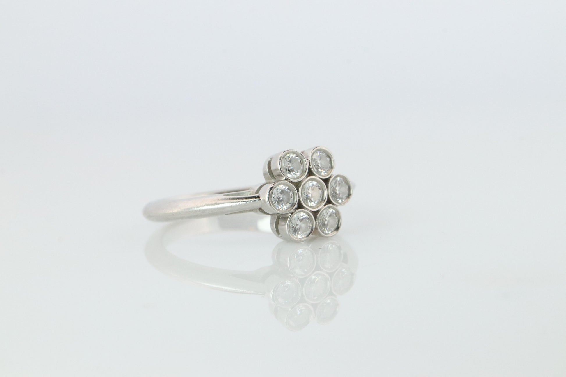 Tiffany and Co. Diamond Ring. Platinum Enchant Flower Diamond Band.
