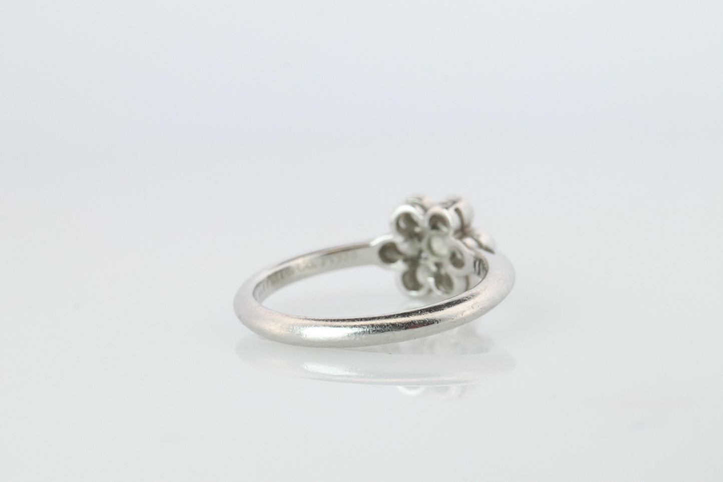 Tiffany and Co. Diamond Ring. Platinum Enchant Flower Diamond Band.