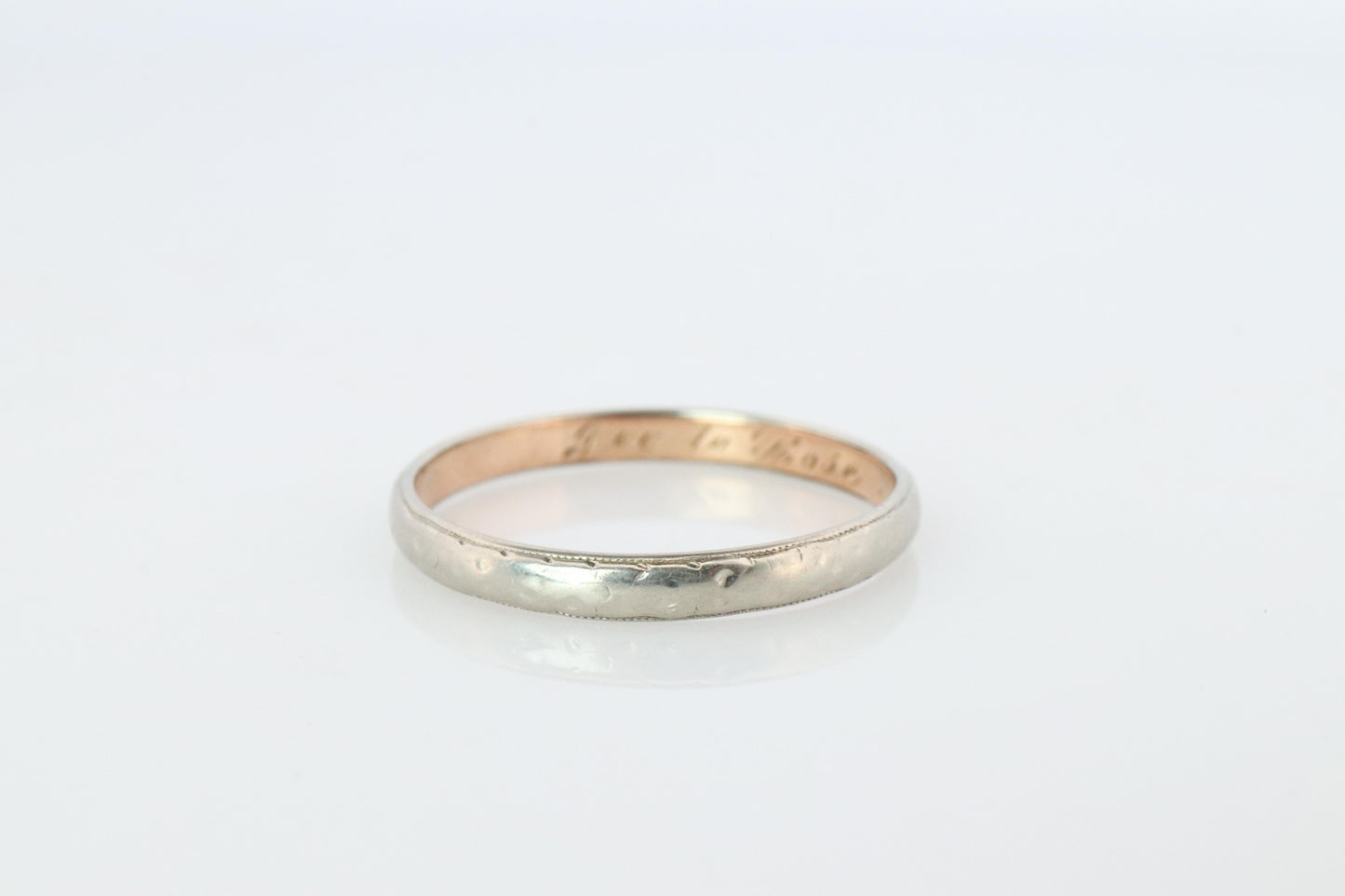 18k Antique 1890s White Gold Embossed Band.