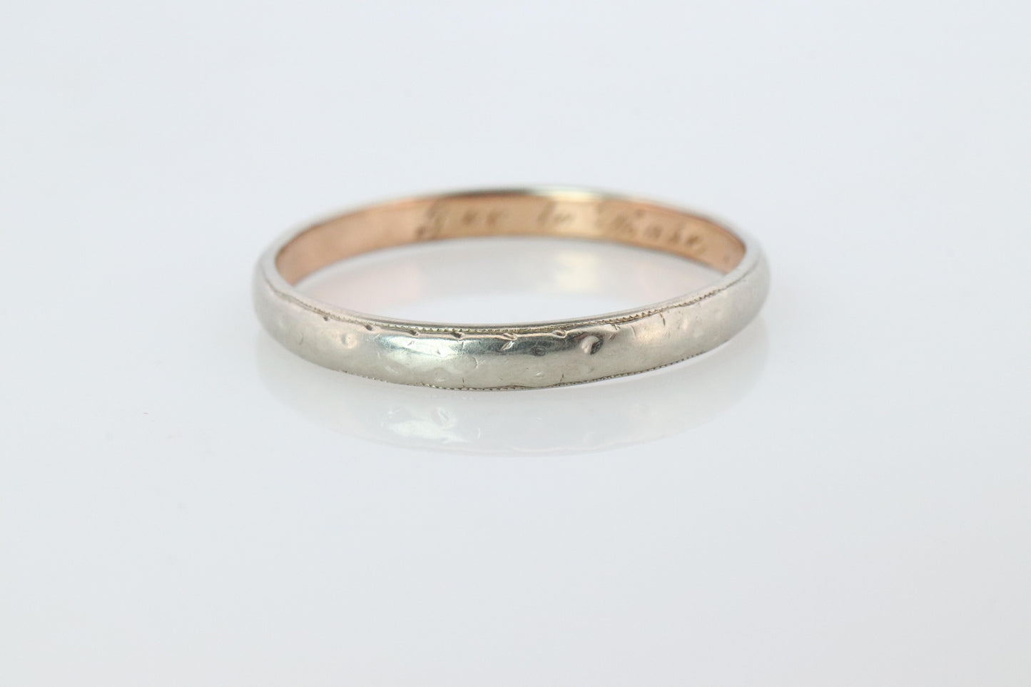 18k Antique 1890s White Gold Embossed Band.