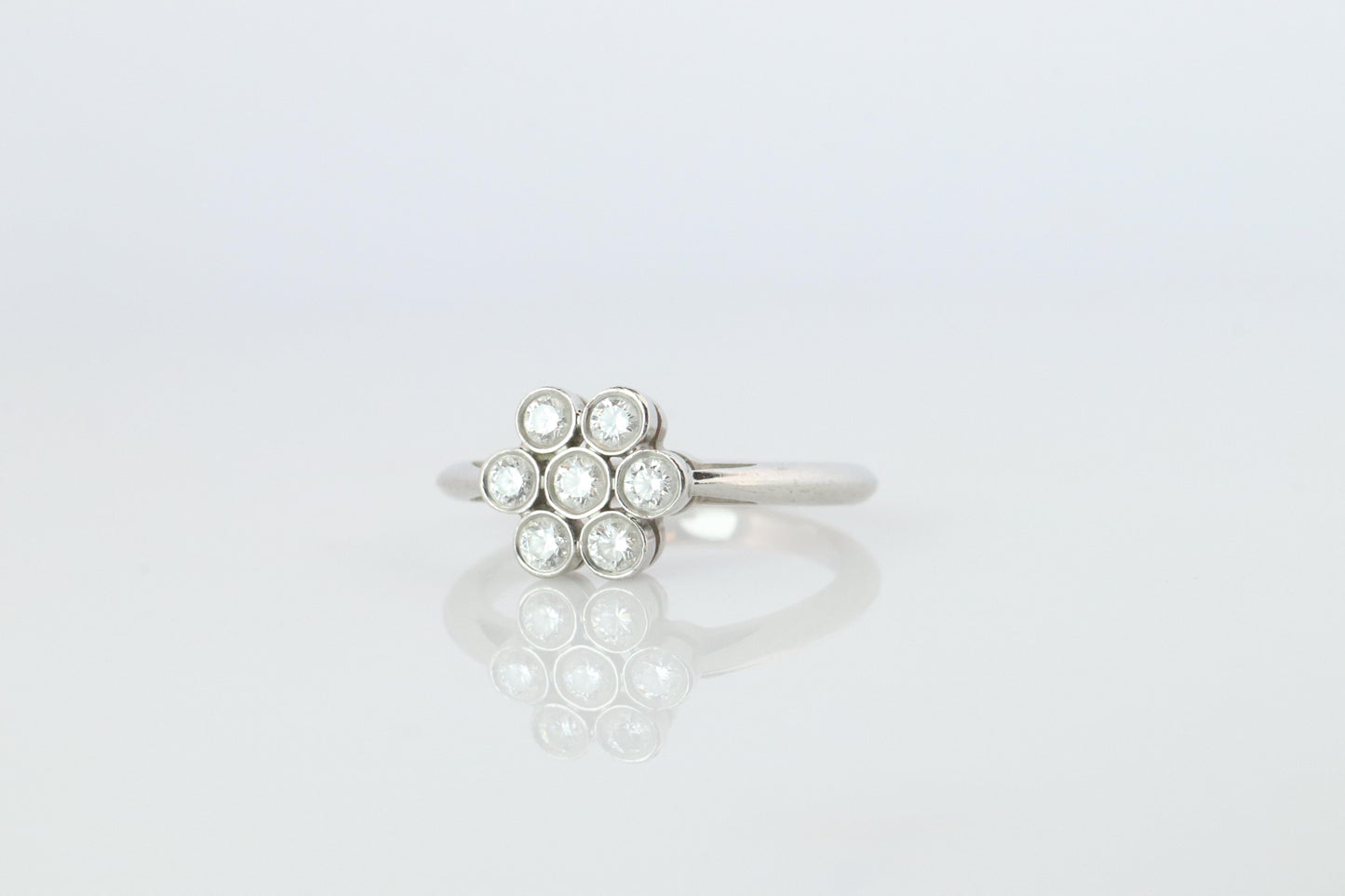 Tiffany and Co. Diamond Ring. Platinum Enchant Flower Diamond Band.