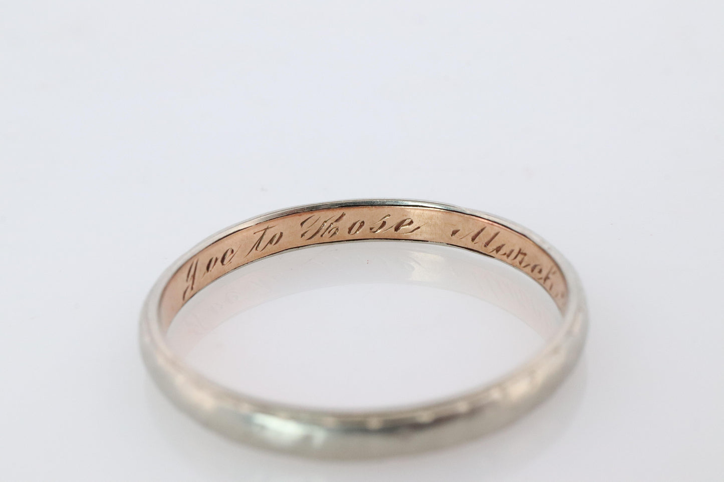 18k Antique 1890s White Gold Embossed Band.