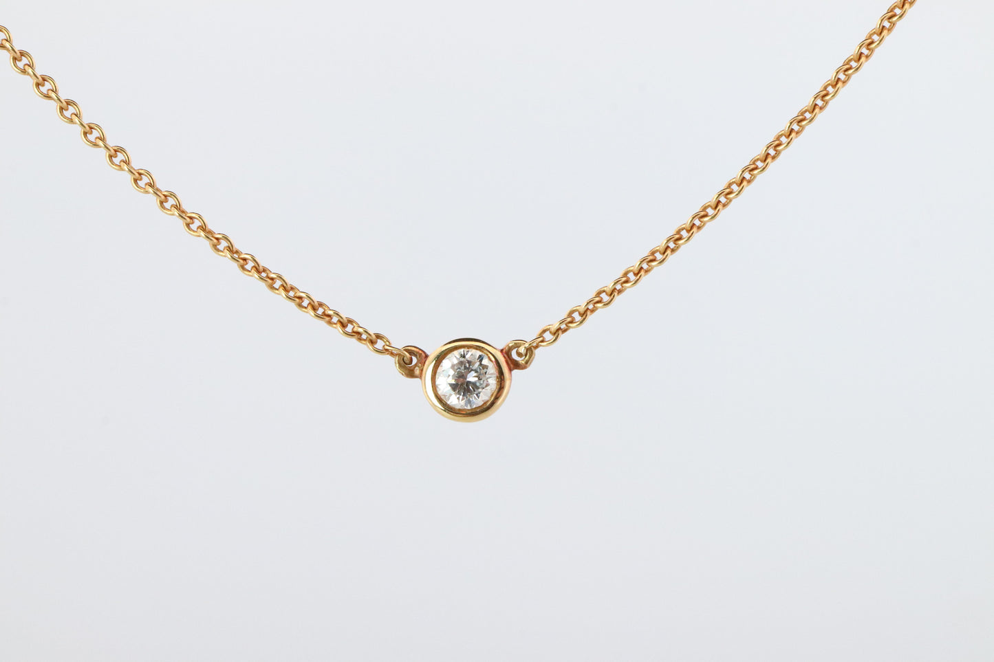 Vintage Tiffany Co Necklace Elsa Peretti Diamond by the Yard 0.10ct Solitaire 1P