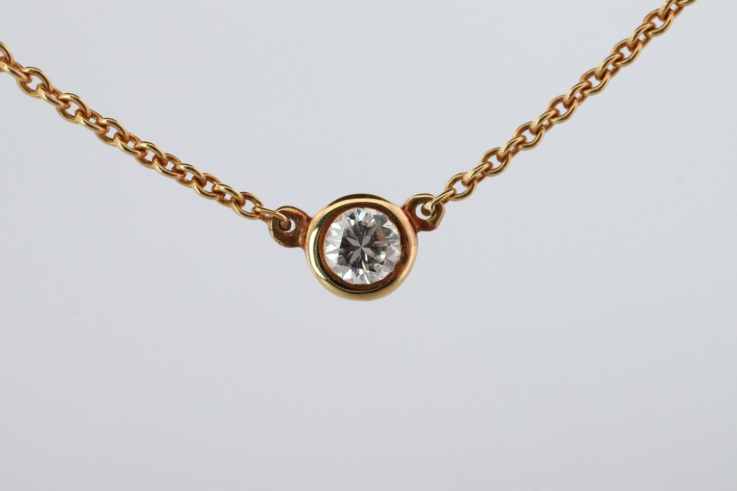 Vintage Tiffany Co Necklace Elsa Peretti Diamond by the Yard 0.10ct Solitaire 1P