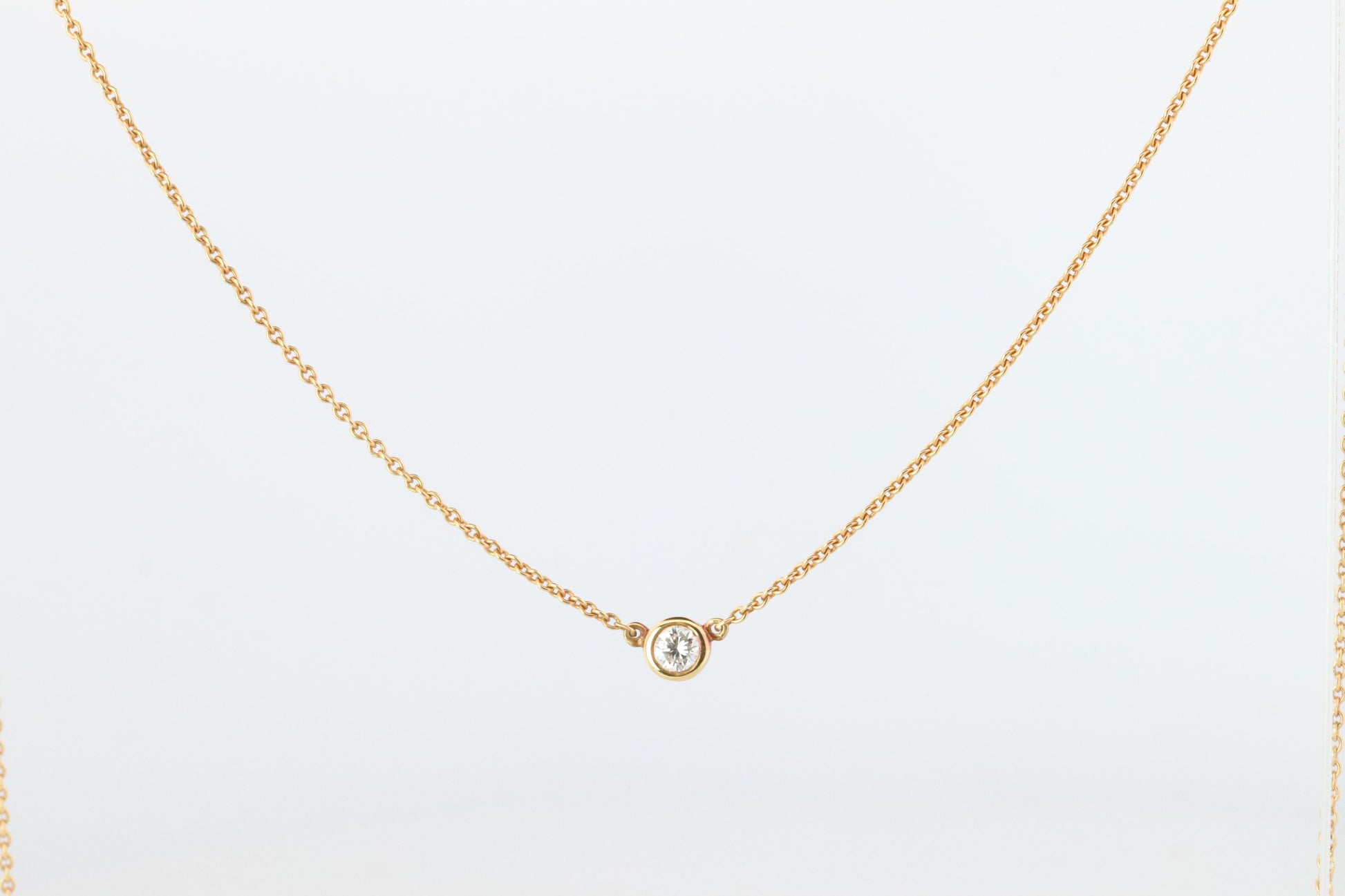 Vintage Tiffany Co Necklace Elsa Peretti Diamond by the Yard 0.10ct Solitaire 1P