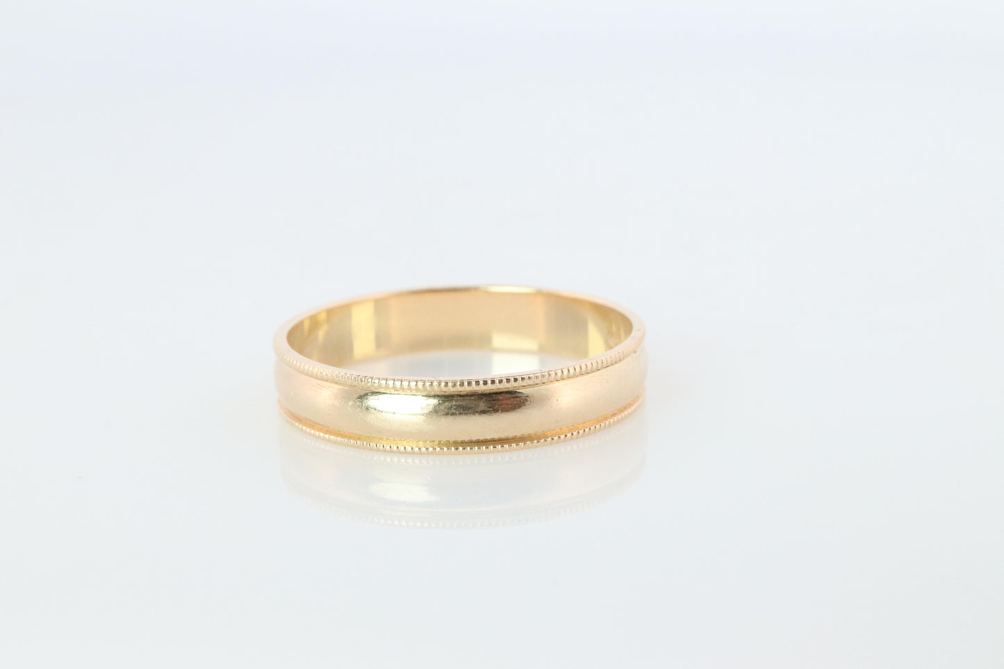 14k Milgrain Wide Band. 14k Yellow Gold Engraved Edging Wedding Ring.