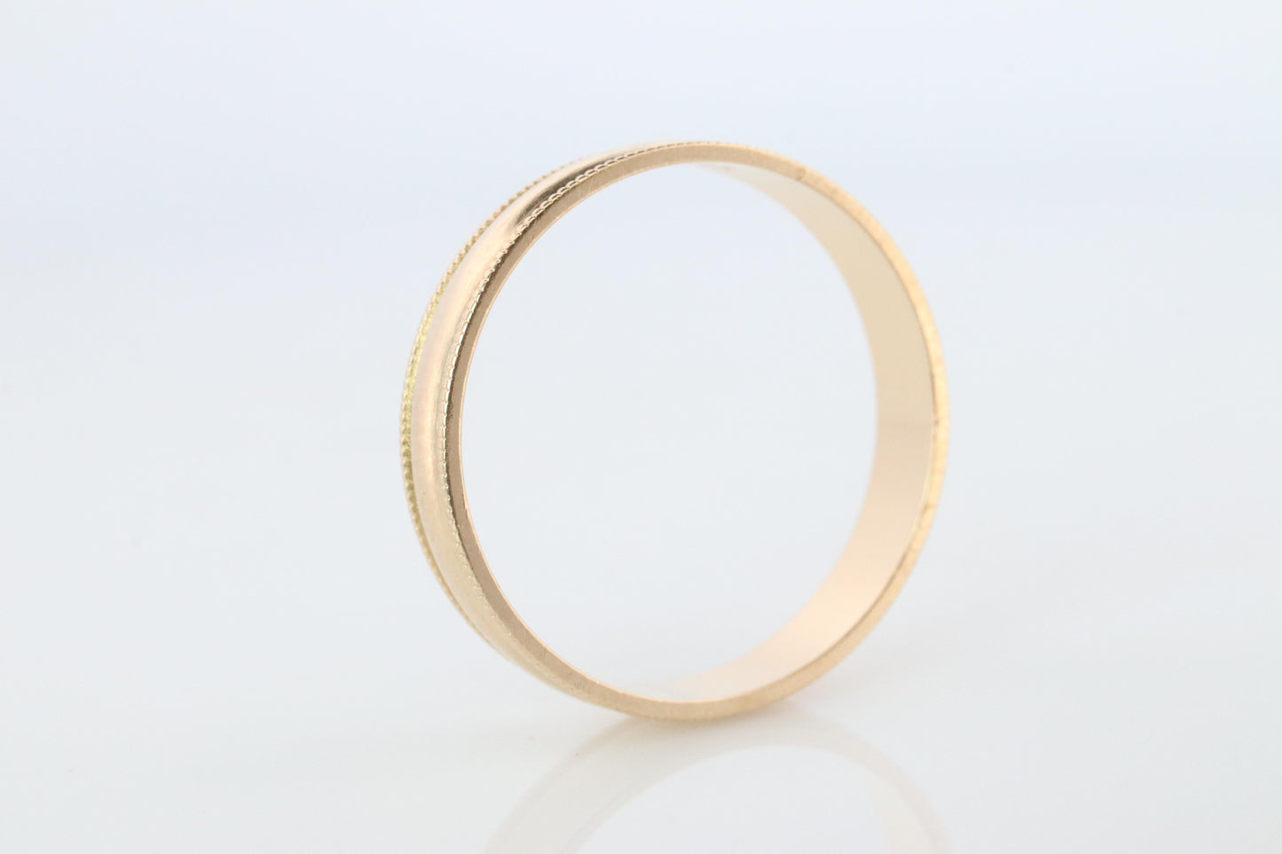 14k Milgrain Wide Band. 14k Yellow Gold Engraved Edging Wedding Ring.