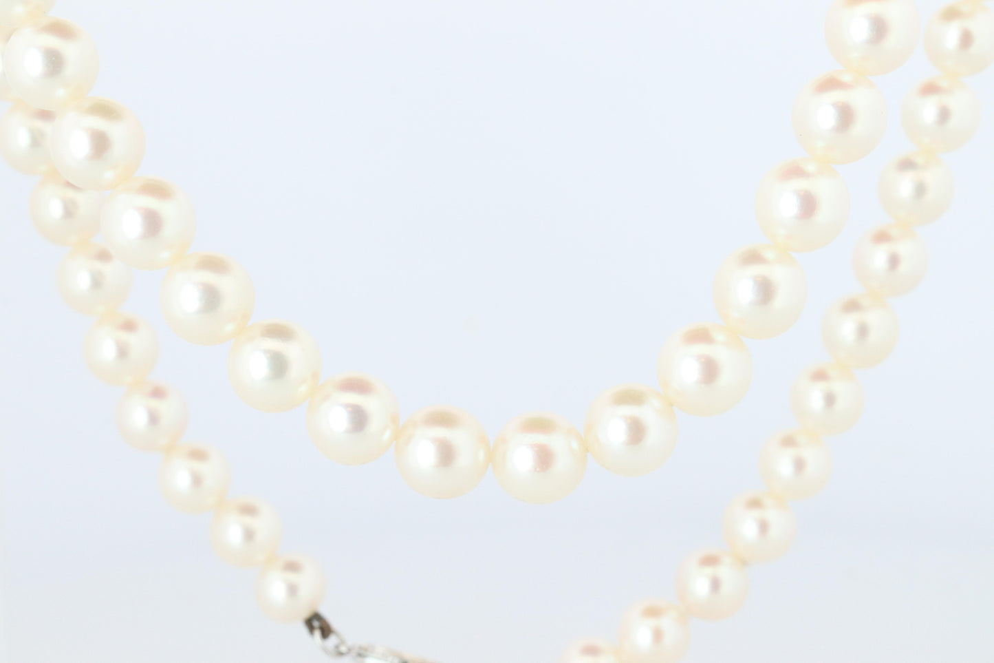 MIKIMOTO 14k White Gold Pearl Necklace. 7mm Pearls Chocker Necklace.
