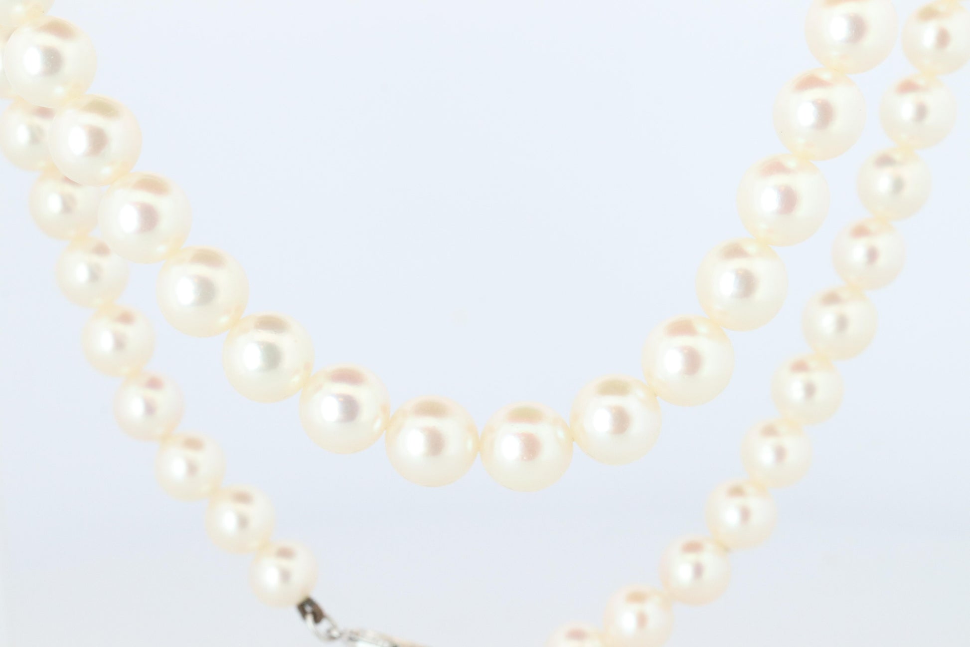 MIKIMOTO 14k White Gold Pearl Necklace. 7mm Pearls Chocker Necklace.