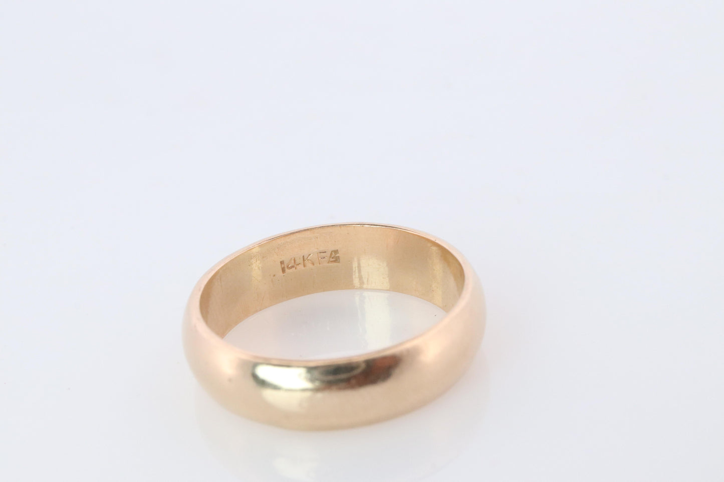14k Wide band. Comfort Fit 6mm Wide Wedding ring yellow Gold.