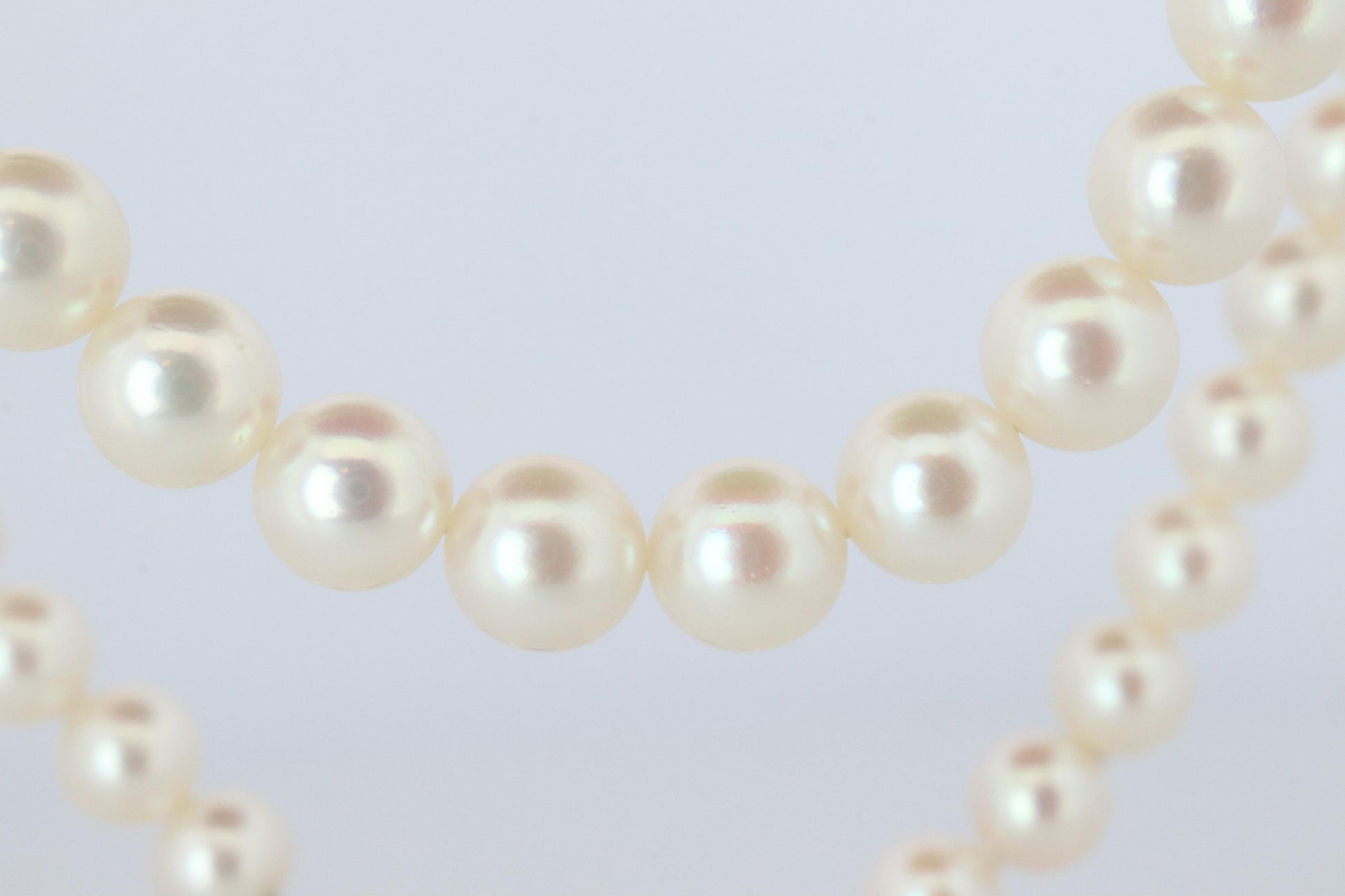 MIKIMOTO 14k White Gold Pearl Necklace. 7mm Pearls Chocker Necklace.