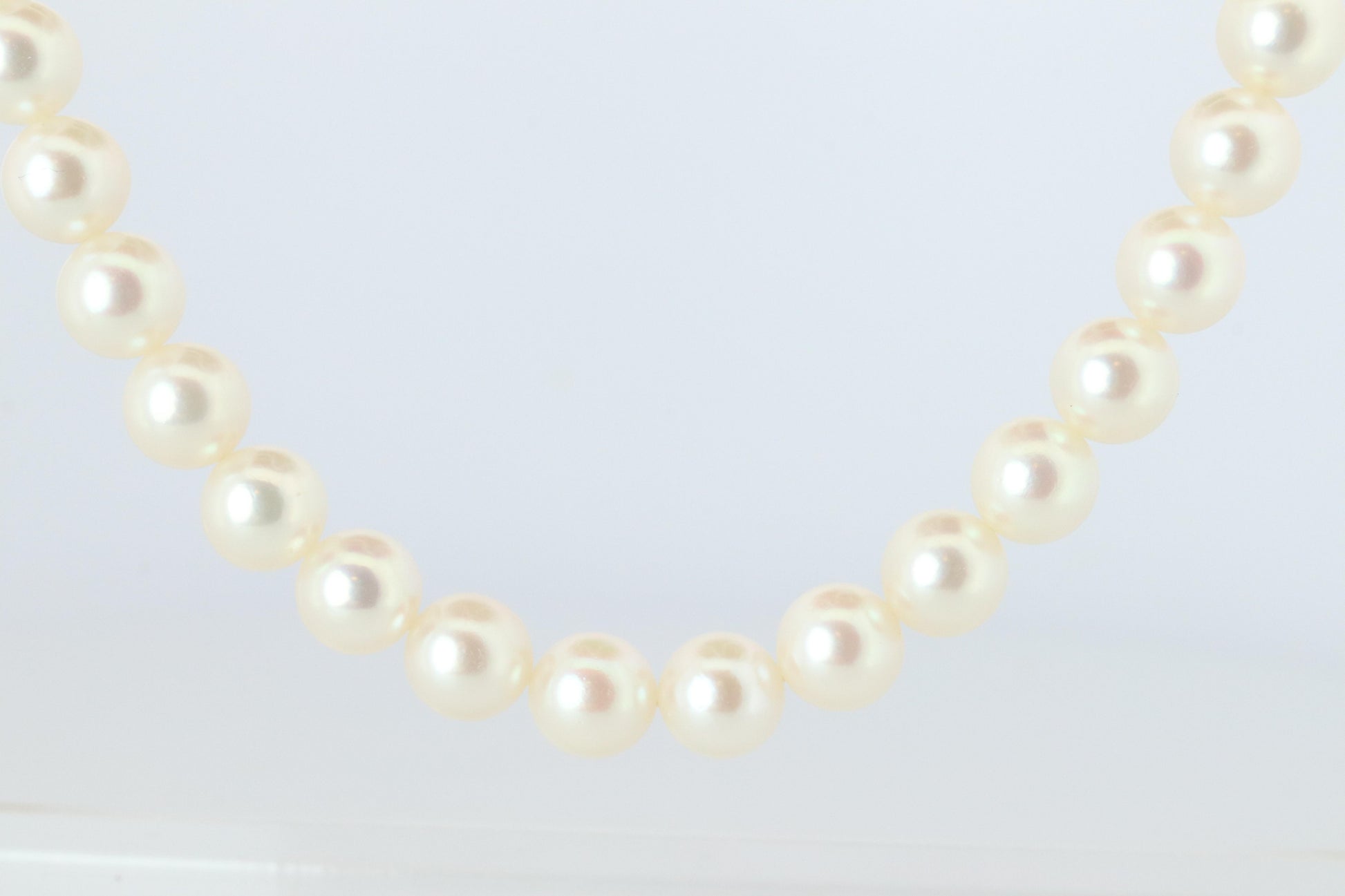 MIKIMOTO 14k White Gold Pearl Necklace. 7mm Pearls Chocker Necklace.