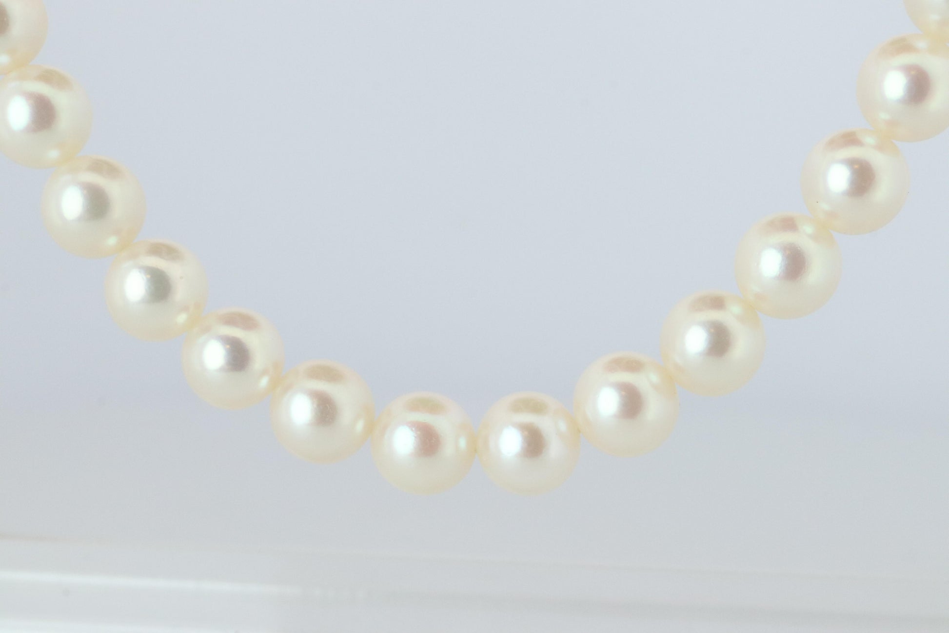 MIKIMOTO 14k White Gold Pearl Necklace. 7mm Pearls Chocker Necklace.