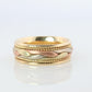 14k Wide band. Tricolor Braid Gold Ring. White Yellow Rose Gold Braided ring