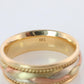 14k Wide band. Tricolor Braid Gold Ring. White Yellow Rose Gold Braided ring