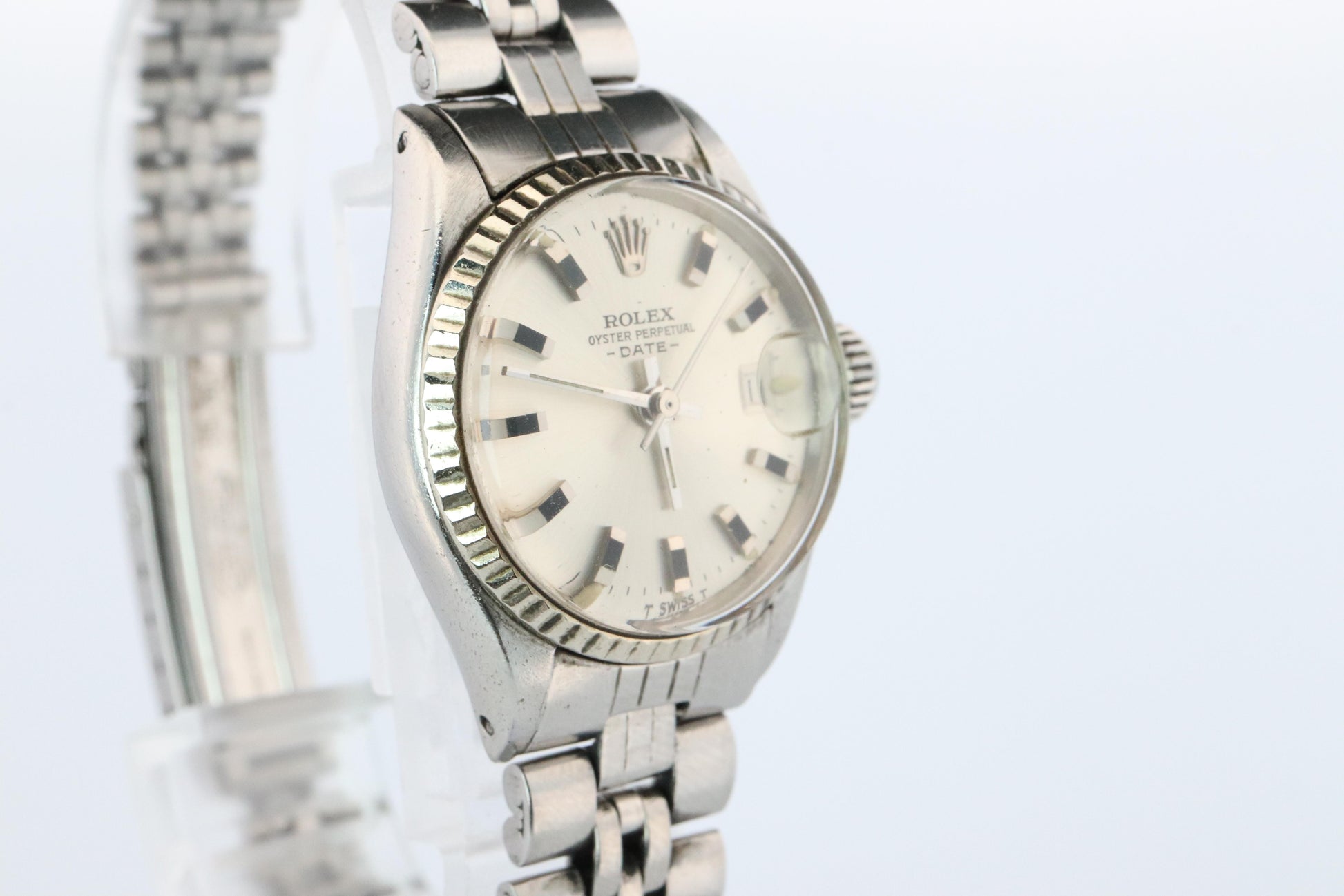 Genuine Rolex 6517 Oyster Perpetual Watch. Ladies ROLEX Automatic WG Bezel.
