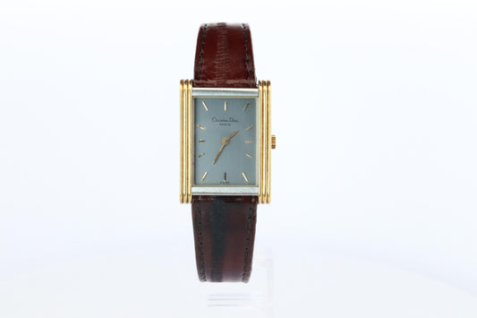 Genuine Dior 9892 Watch Christian Dior 18k YG Stainless Steel Tank Manual Watch.