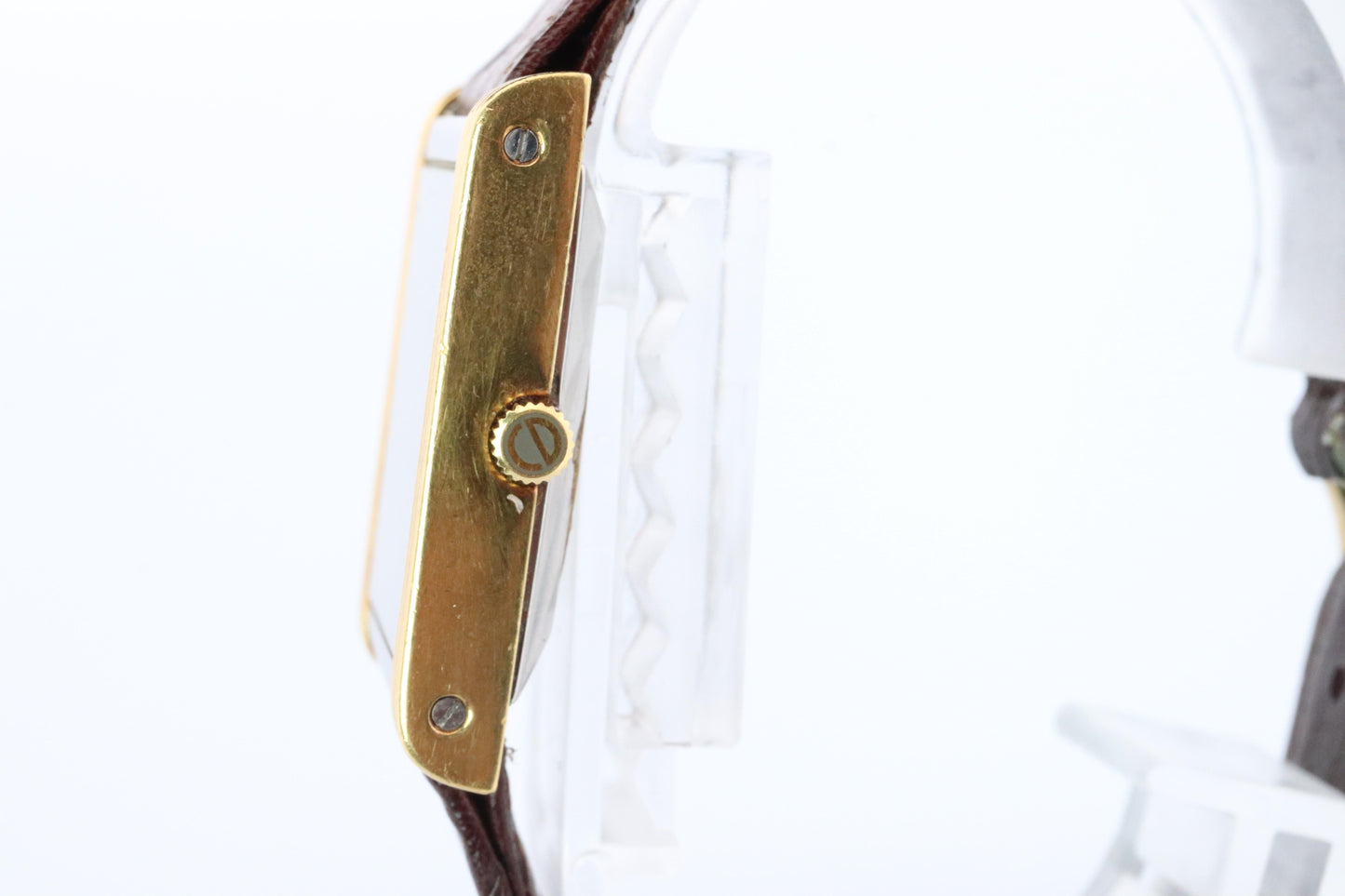 Genuine Dior 9892 Watch Christian Dior 18k YG Stainless Steel Tank Manual Watch.