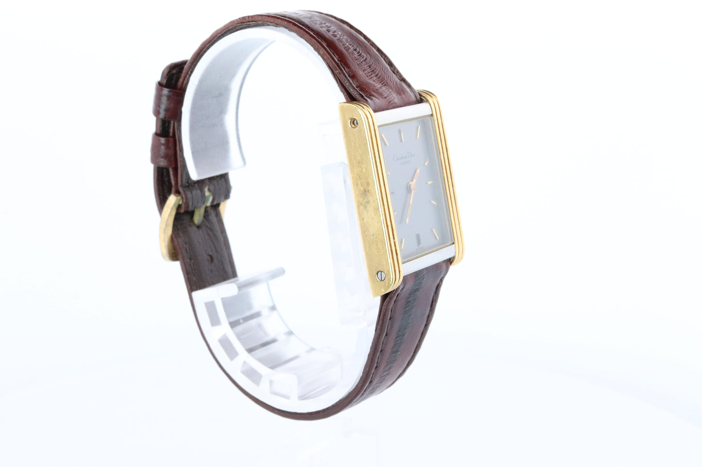 Genuine Dior 9892 Watch Christian Dior 18k YG Stainless Steel Tank Manual Watch.