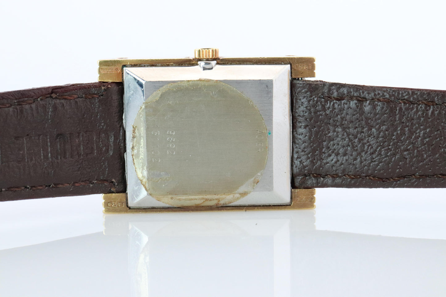 Genuine Dior 9892 Watch Christian Dior 18k YG Stainless Steel Tank Manual Watch.