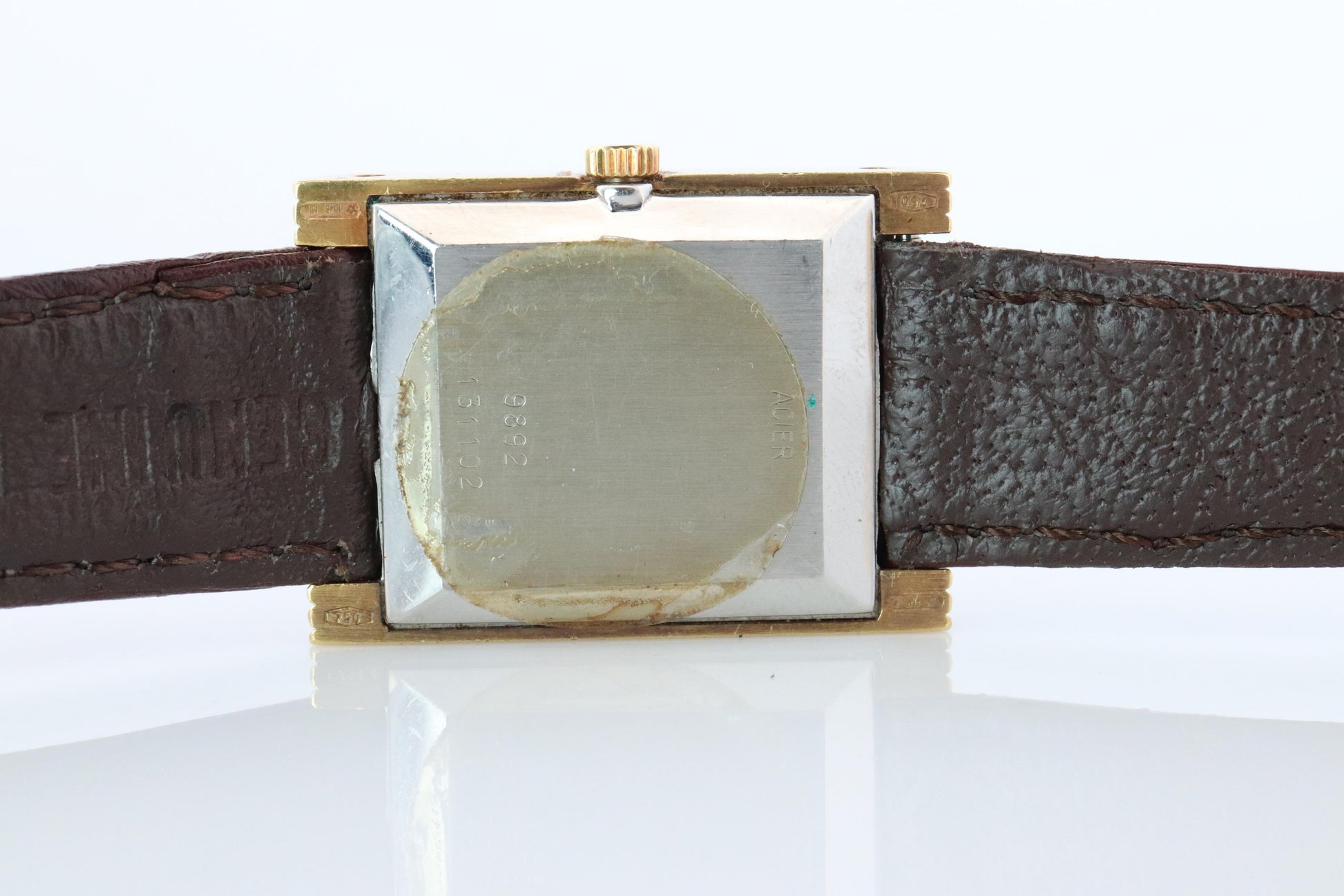 Genuine Dior 9892 Watch Christian Dior 18k YG Stainless Steel Tank Manual Watch.