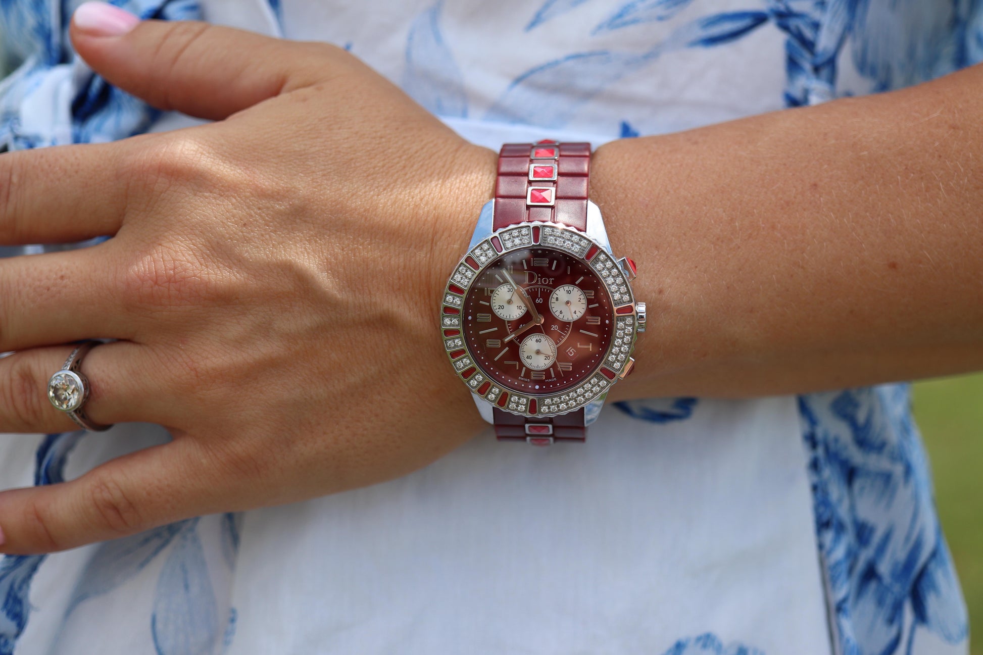Genuine Dior Christal Chrono Watch Christian Dior CD11431BV Diamond and Sapphire