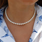 MIKIMOTO 14k White Gold Pearl Necklace. 7mm Pearls Chocker Necklace.