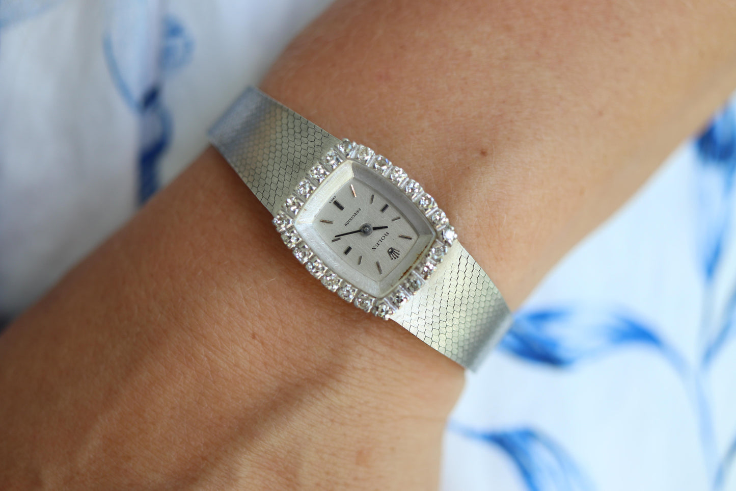 Genuine Diamond Rolex Watch. Ladies 18k Rolex 2195 Manual Watch.