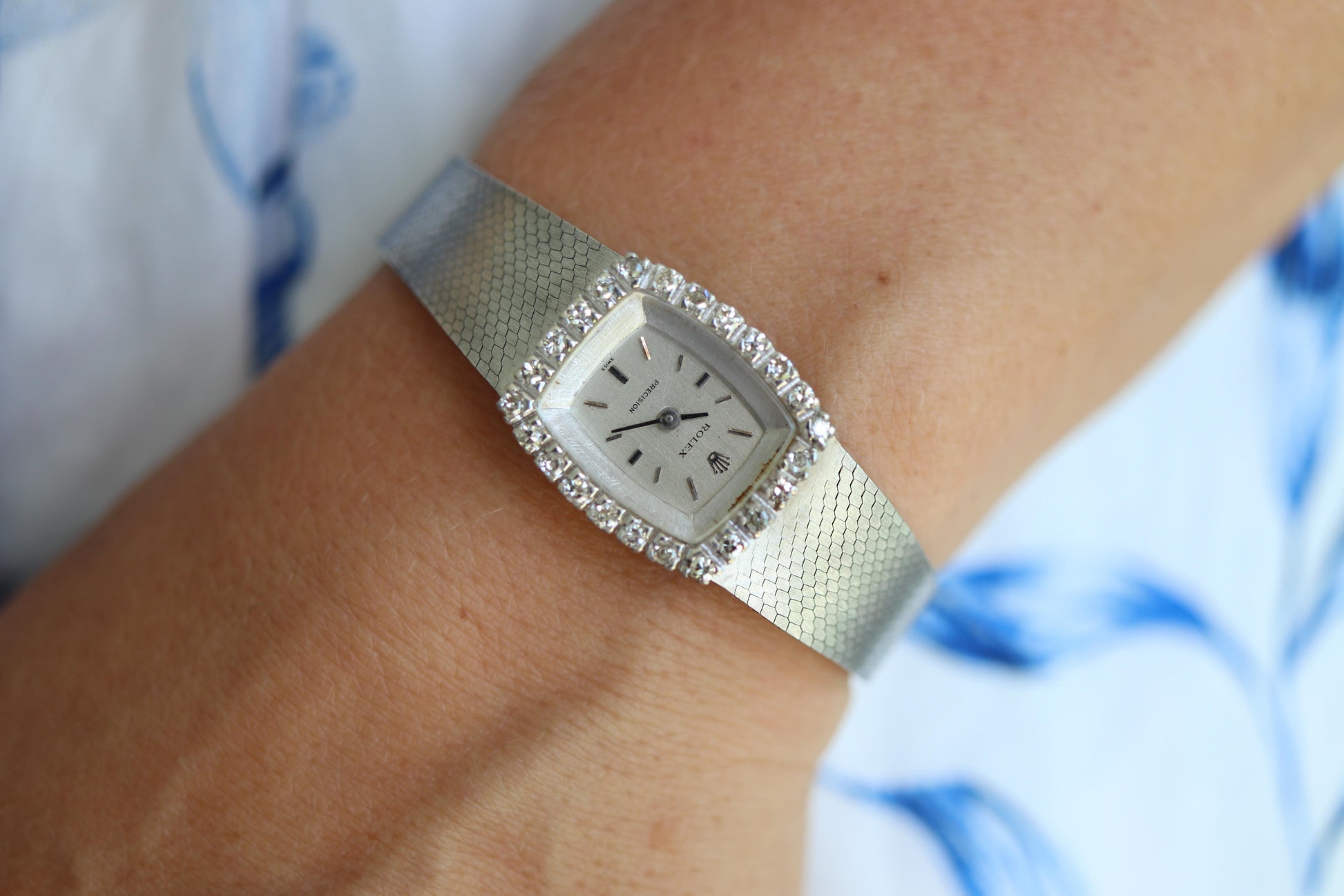 Genuine Diamond Rolex Watch. Ladies 18k Rolex 2195 Manual Watch.