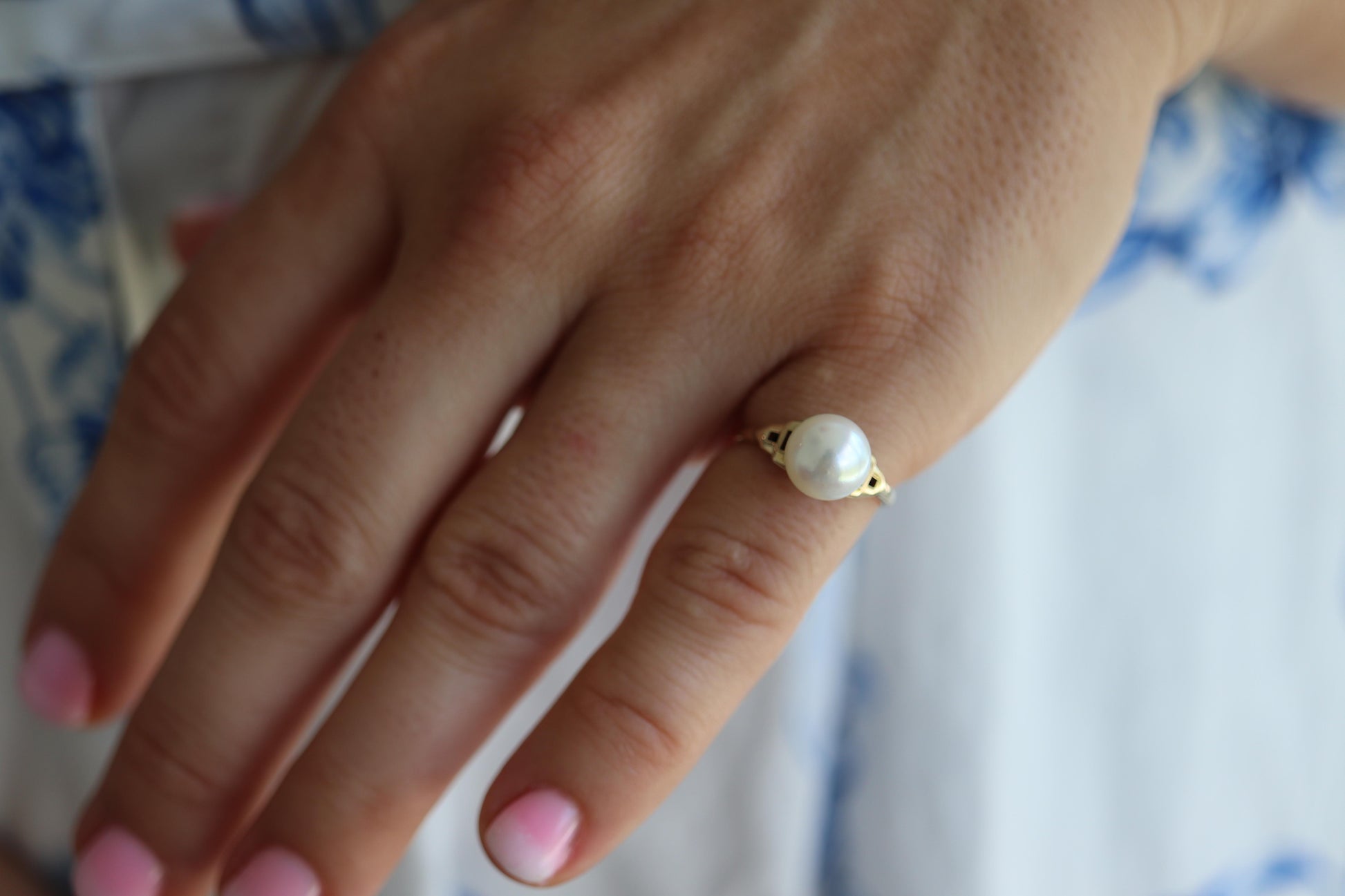 Mikimoto Ring. Vintage 14k Gold Mikimoto Solitaire Pearl ring. Mikimoto Pearl