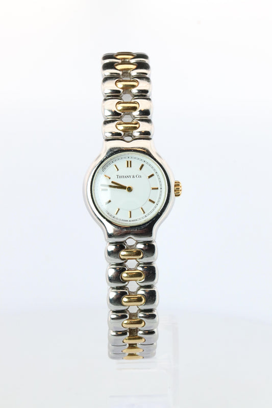 Tiffany and Co Watch. 18k Tiffany Tesoro Stainless Steel Ladies 25mm Wristwatch