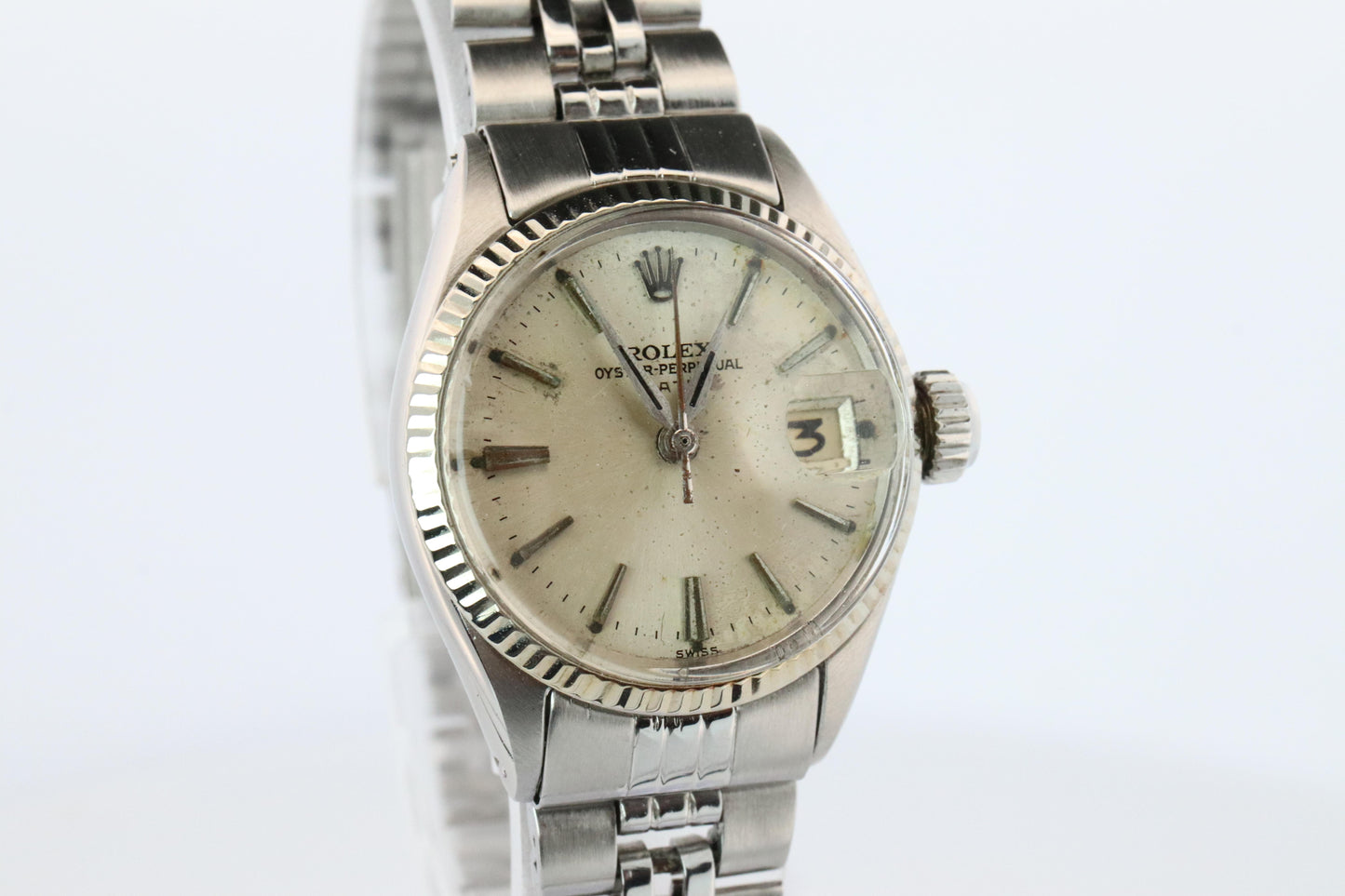 Genuine Rolex 6517 Oyster Perpetual Watch. Ladies ROLEX Automatic WG Bezel.