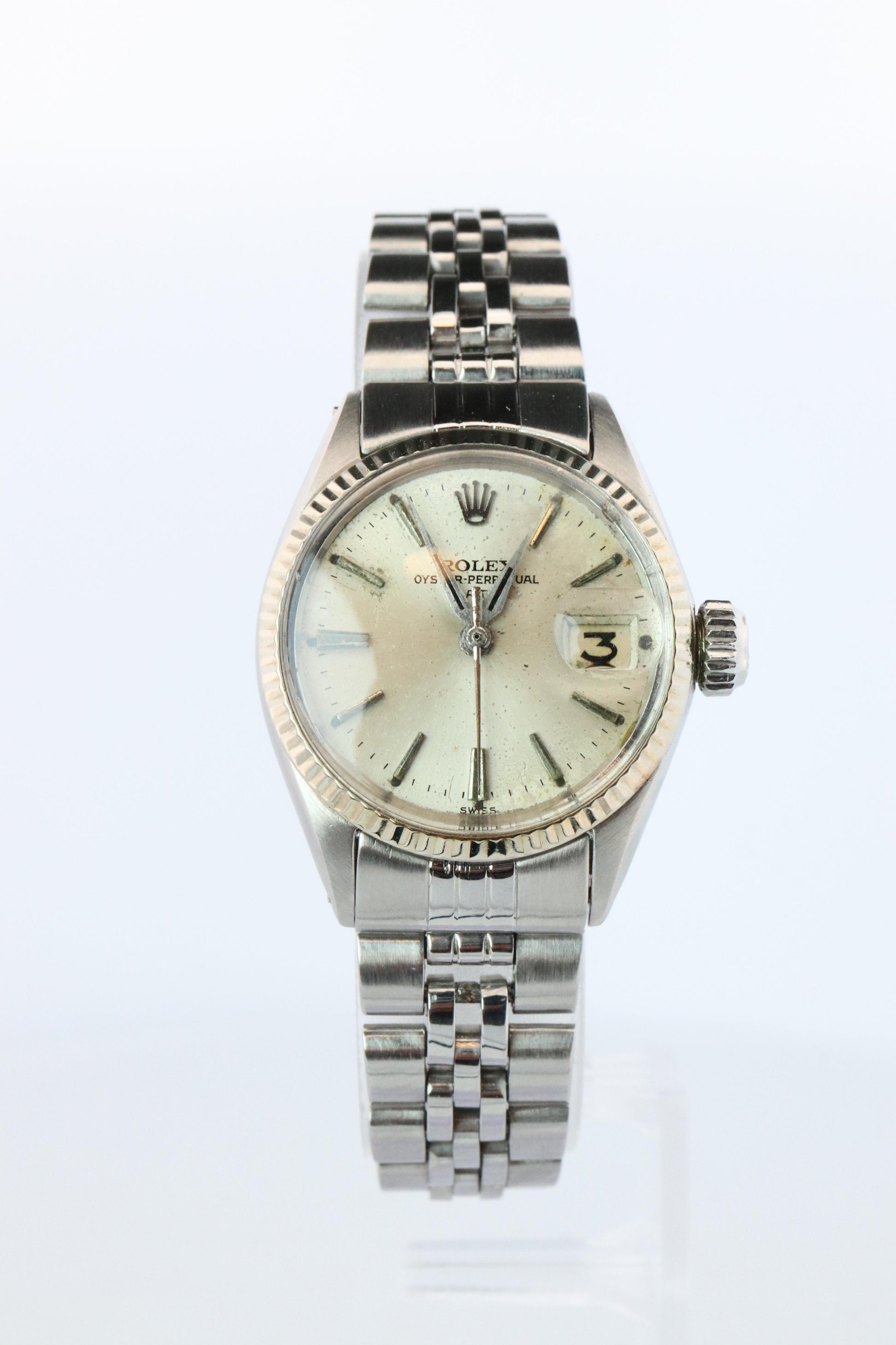 Genuine Rolex 6517 Oyster Perpetual Watch. Ladies ROLEX Automatic WG Bezel.