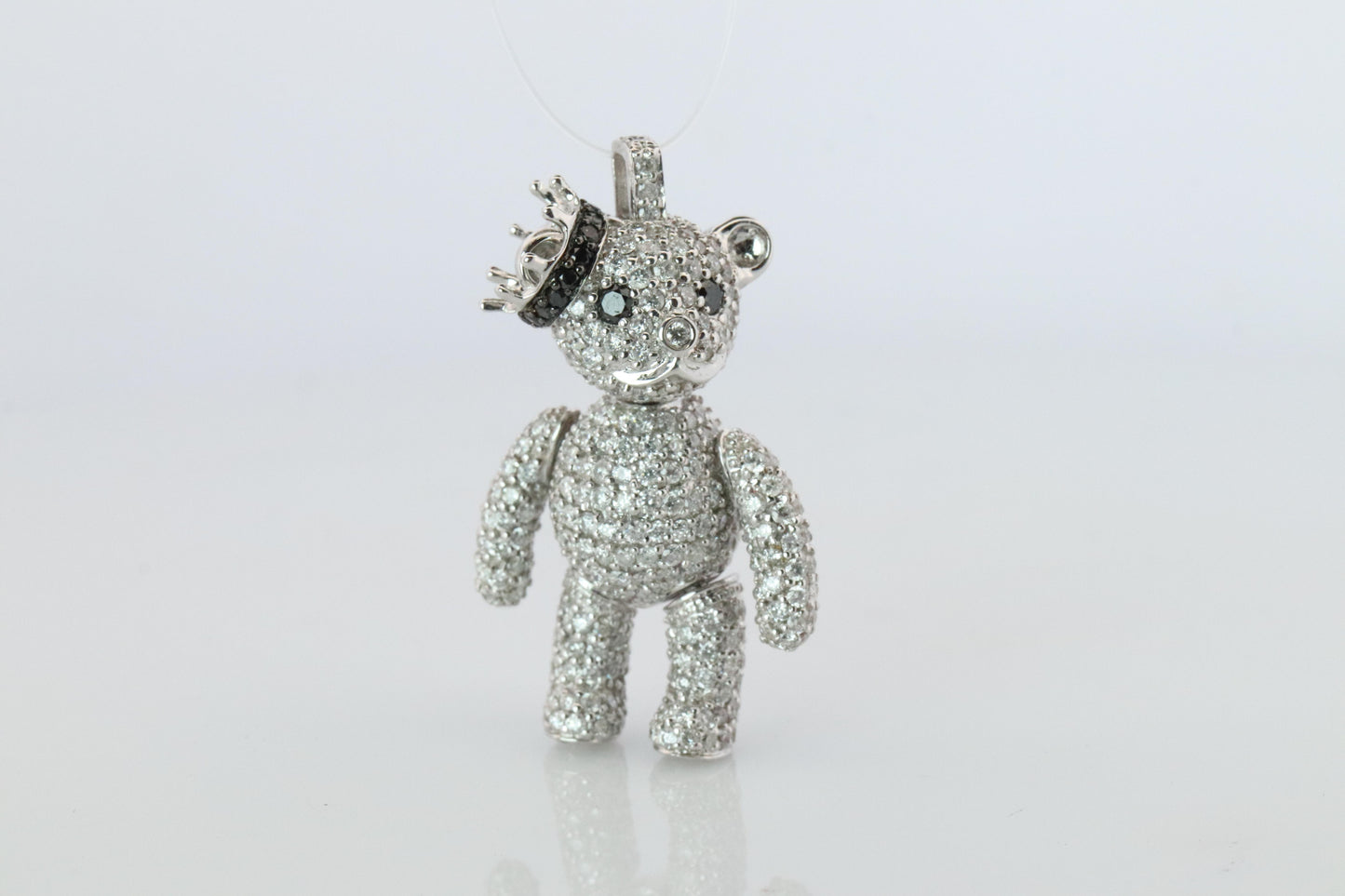 18k Teddy Bear Pendant. 18k YG Diamond Pave 3D Diamond Bear full body necklace