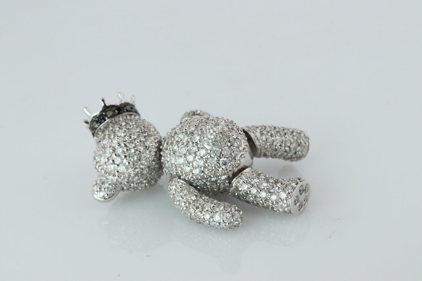 18k Teddy Bear Pendant. 18k YG Diamond Pave 3D Diamond Bear full body necklace