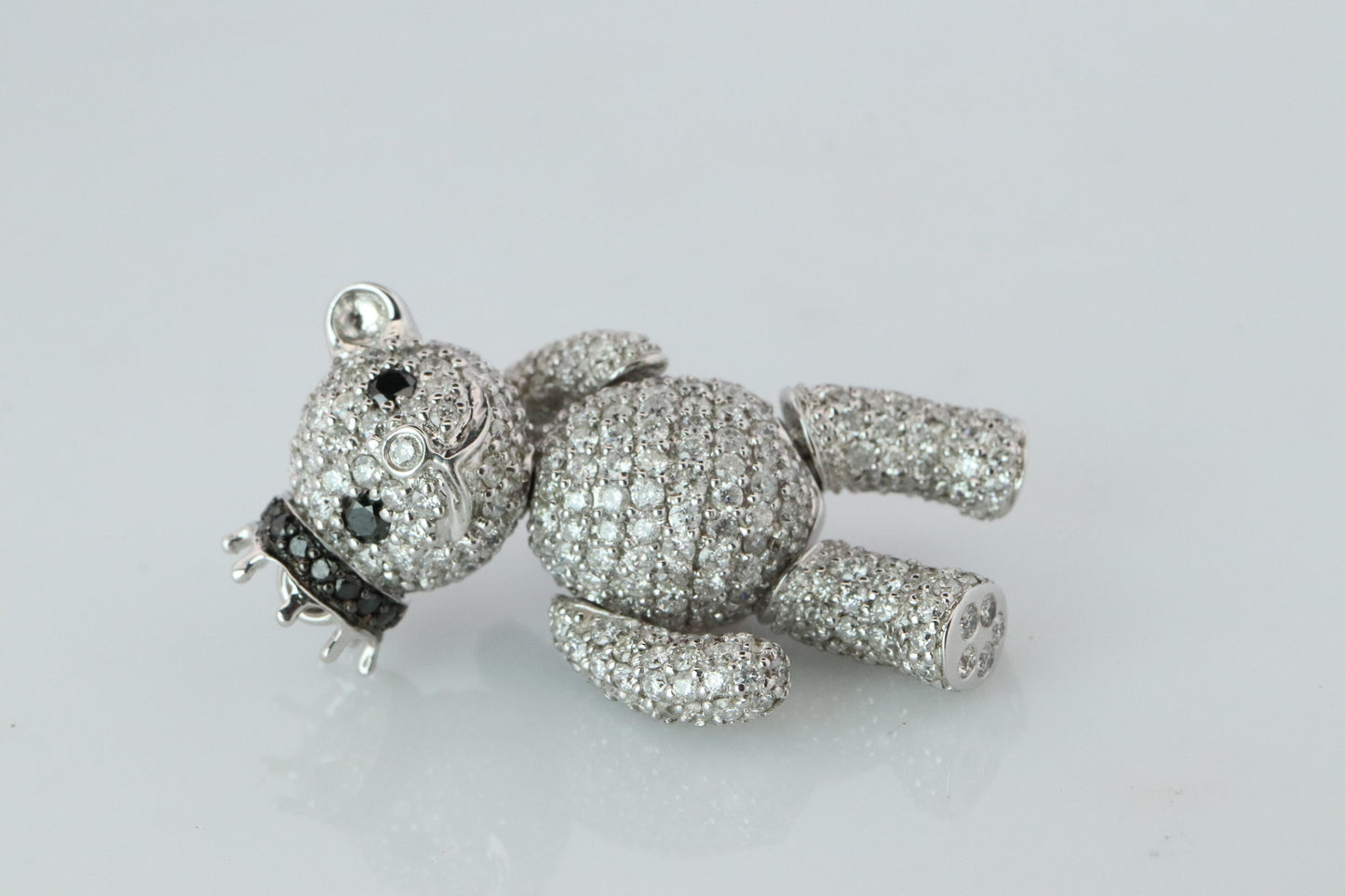 18k Teddy Bear Pendant. 18k YG Diamond Pave 3D Diamond Bear full body necklace