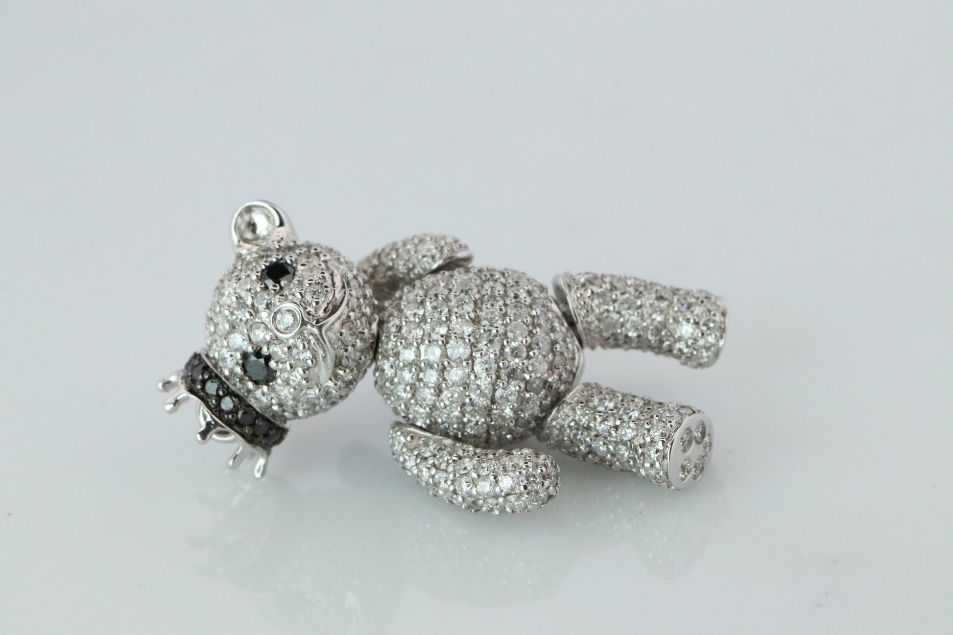 18k Teddy Bear Pendant. 18k YG Diamond Pave 3D Diamond Bear full body necklace